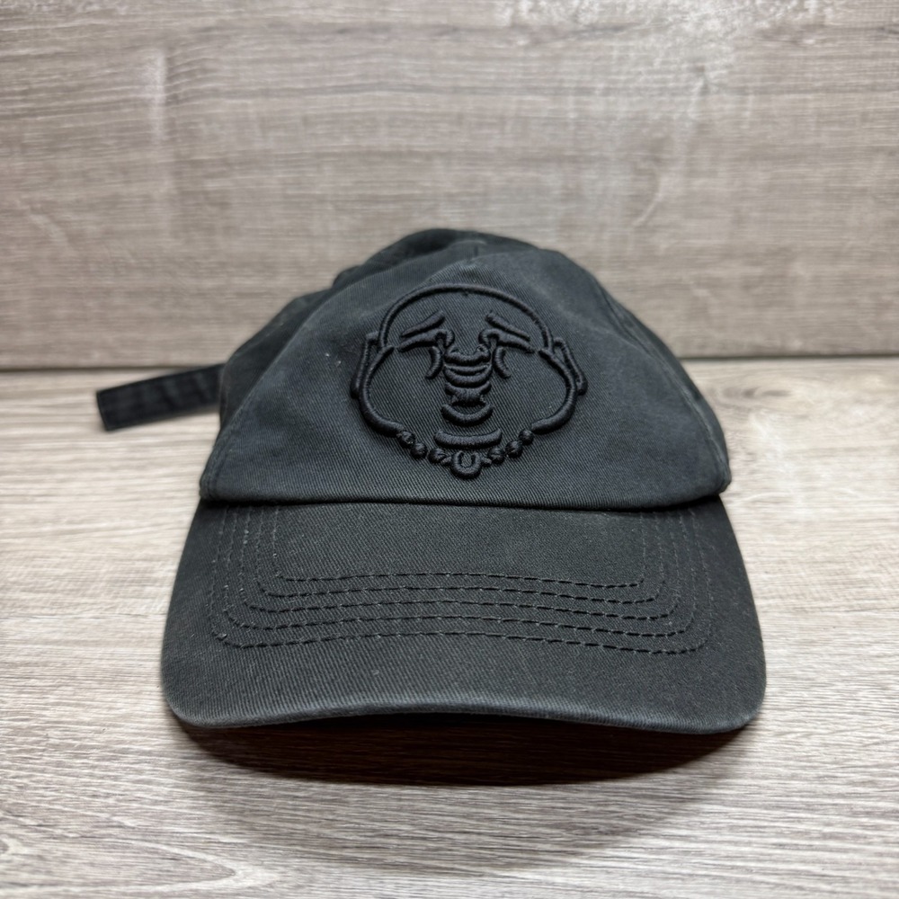 True Religion Adjustable Hat Cap Black Buddah Vintage Strap Back OSFM Y2K Grunge